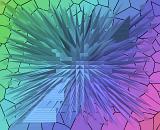 Explosion of Spikes on Polygon Shaped Background with Gradient Colors in Green, Blue and Purple - Dynamic Abstract Background