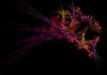 an abstract fractal rendering in yellow red and purple