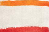 Hand painted frame on canvas with two simple brushstrokes forming the borders, one red and the other orange with central white copy space
