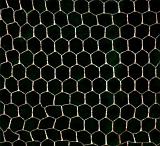 Wire mesh background texture and pattern with metal hexagonal mesh over a black background in a repeat pattern