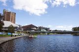 A beautiful clear, blue day on the banks of the river Torrens near the city of Adelaide.
