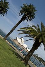 A view of the sydney harbour and landmark Opera House from circular quay and the rocks