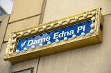 Street sign for Dame Edna Place a laneway in Melbourne, australia