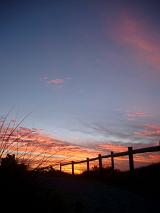 beautiful sunset and silhouetted fence, in western australia