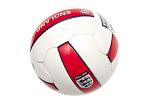 Isolated white England football or soccer ball with the red England logo on a white background