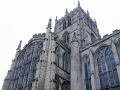 looking up at the gothic architecture of nottingham cathedral, england