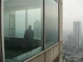a hazy day high above urban tokyo, japan