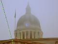 nottinghams council house dome shrouded in mist