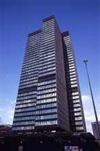 low angle view of iconic london architecture the Euston tower