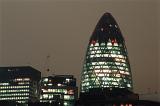 Iconic london landmark at night with surrounding buildings, not property released, for editorial use only