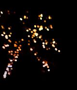 Firework explosion lighting up the sky with a glowing array of fiery sparks on a dark night during a festival celebration