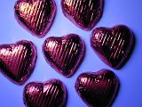 pink coloured valentines chocolate treat heart shapes