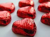valentines sweet hearts - red foil wrapped chocolates