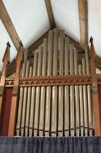 a small village church organ.. ready to play the wedding march