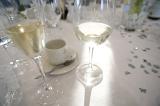 a glass of wine at a wedding breakfast