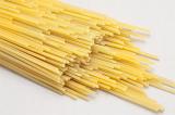 Dried Italian spaghetti pasta made from durum wheat dough and a source of carbohydrate in the diet