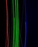 RGB colorful dynamic vertical lightpainted stripes on black background
