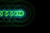 guilloche style pattern created from a light painted trochoid plot with green and blue lights