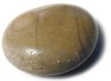 a smooth rounded river or sea washed pebble on white background