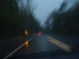bad weather on a long road journey, destraction and potential accident