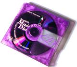 Purple glass case Mini Disc MD close-up on white background with shadow