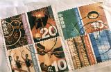 Cancelled Japanese postage stamps on a parcel or large letter in a concept of mail or postal correspondence and communication