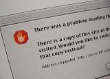 1998 vintage notification window on computer screen about problem in the web - editorial use only