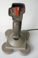Head on view of a computer game joystick
