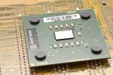 Microchip on computer board in close-up view