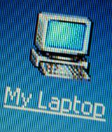 A my computer laptop icon in close up - editorial use