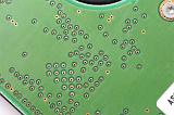 Details of green pcb board in close-up view