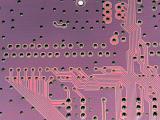 Electronic circuit board PCB purple pattern full frame copy space background concept image