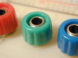 electronic 4mm terminal posts or banana sockets with screw collet in red blue and green colour codings