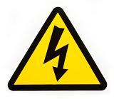 a yellow electric danger warning symbol on white