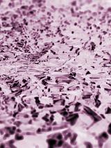 Abstract close up of various black shapes of various width and height over purple background