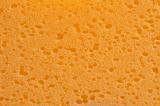 Close up of textured orange sponge surface with dark pores