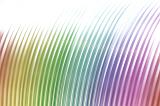 Rainbow of red, yellow, green, blue and purple color strokes bending to one side over white background