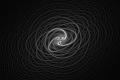 a triadic spiral pattern, white on a black background