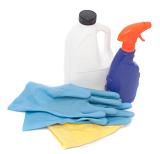 domestic cleaning products isolated on a white background